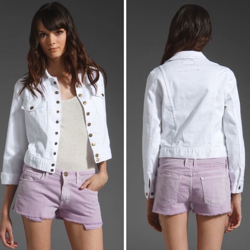 CURRENT/ELLIOTT Snap Jacket in White Denim EUC/sz 3= Large